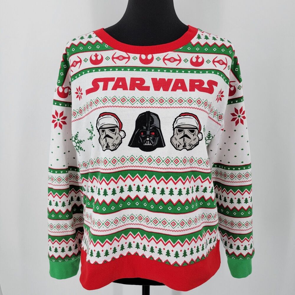 Star Wars Sweatshirt Womens Medium Holiday Darth Vader Stormtrooper Faire Isle